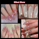 2 Schachteln Weiße Perle Chrom Nagelpuder - Transparent Aurora Ice Shimmer Chrome Pigment Pulver Für Nägel, Glazed Donut Glitzerpuder Nails Spiegeleffekt-Glitter Nagelkunst-Pulver Für Diy-Salon