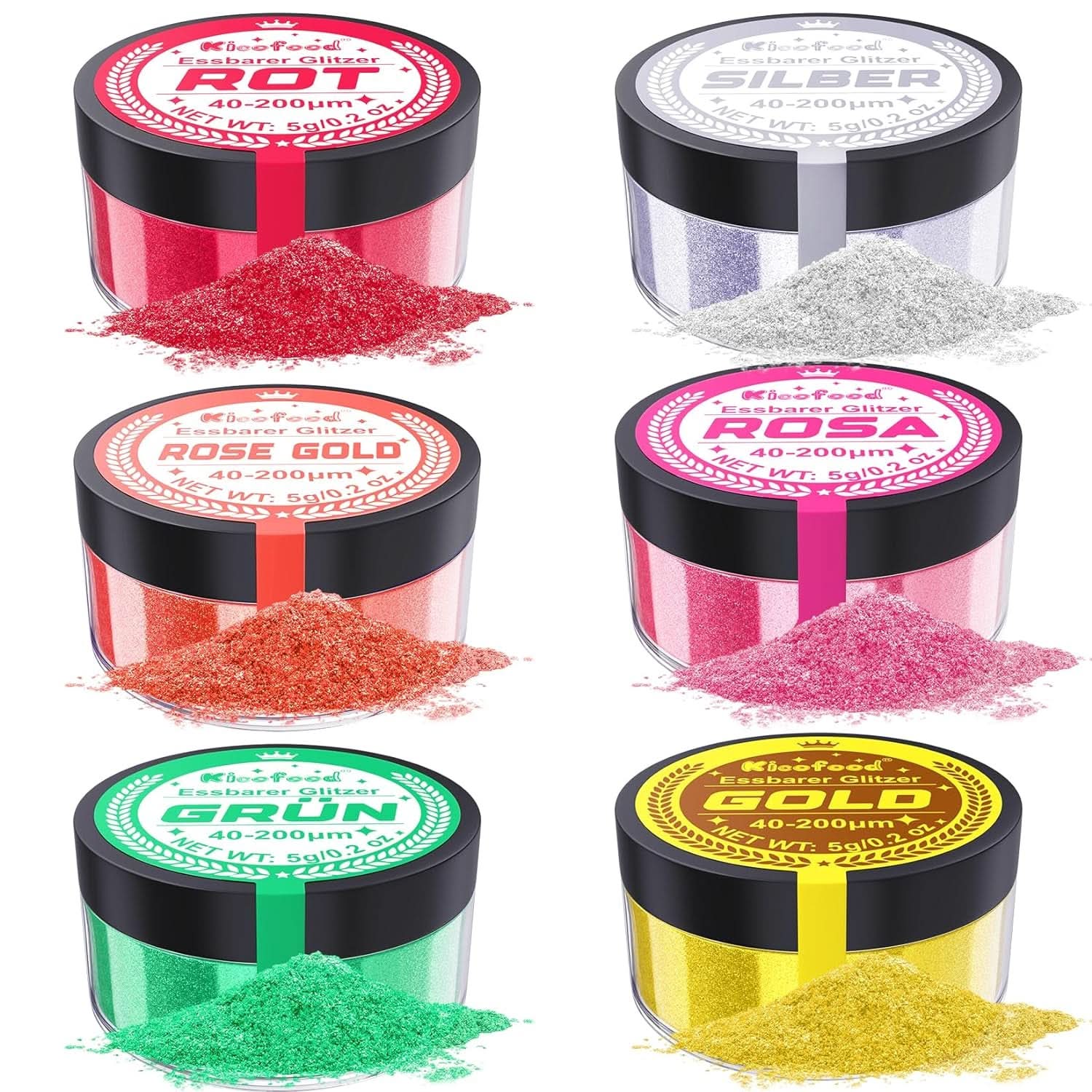 Brokat jadalny, zestaw 6 odcieni, 5 gramów Glitter Naty Shop