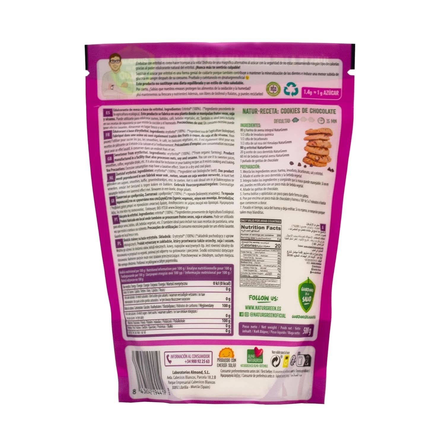 Bio Erytrytol, Naturalny słodzik, Organiczny, Niski Indeks Glikemiczny, 500 gramów Słodziki Naty Shop
