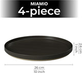 MIAMIO - Zestaw talerzy dla 4 osób / Zestaw naczyń ceramicznych dla 4 osób, Naczynia kamionkowe do mycia w zmywarce i kuchence mikrofalowej - Kolekcja Sierra (ciemne talerze, duże talerze (4x))
