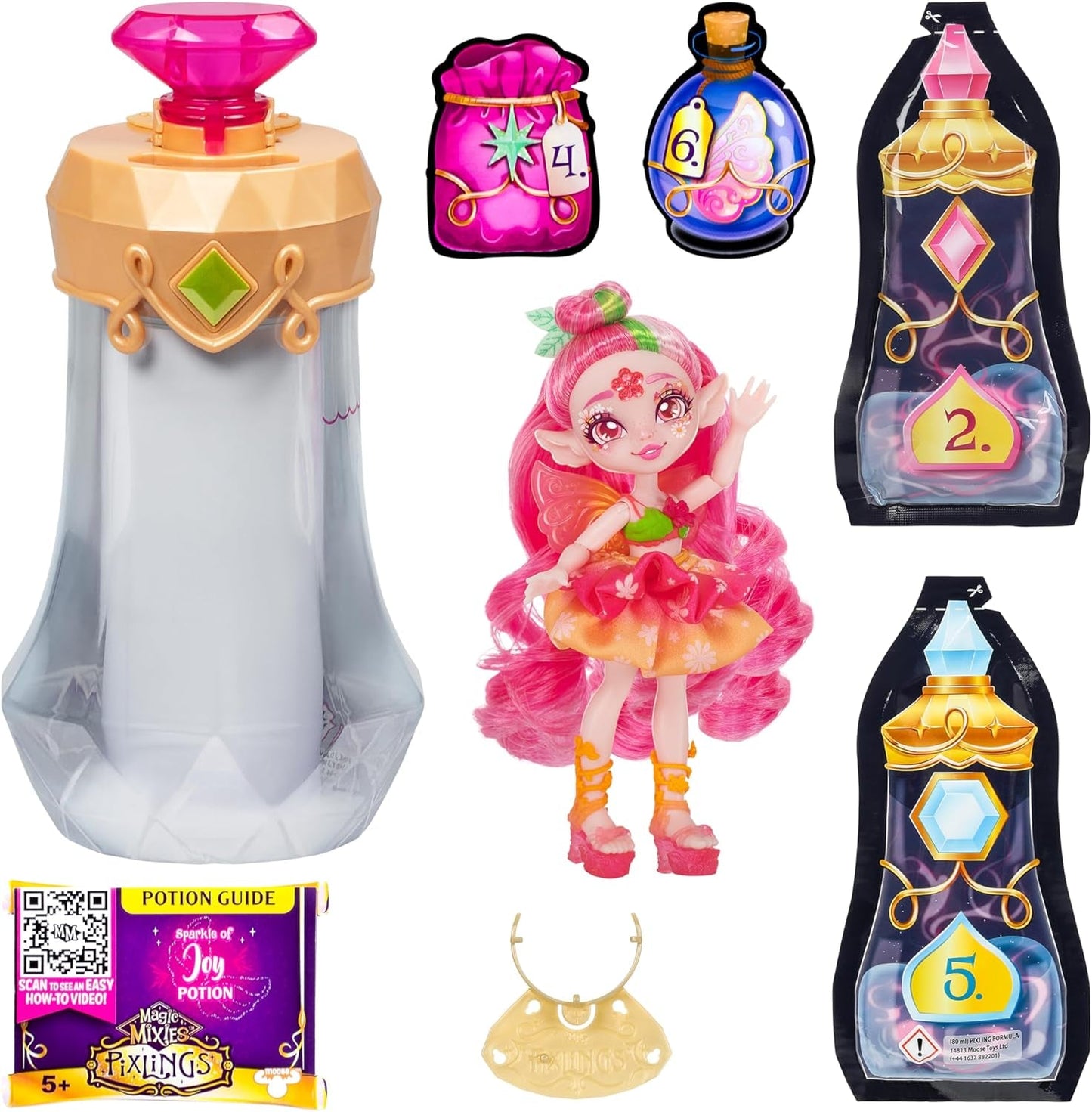 Lalka Pixlings Faye Deer: Magiczne odkrycie pięknej i szczegółowej lalki Pixlings o średnicy 16,5 cm w magicznej butelce z miksturą