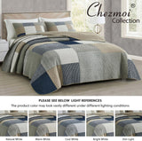 Kolekcja Chezmoi Addy Zestaw patchworkowych kołder Wstępnie prana bawełna Lekki Dwustronny Na każdy sezon Ponadgabarytowy 3 elementy Granatowo-biało-szary ciemnoszary Plaid Kołdry i kołdry Naty Shop