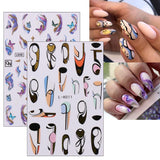 Jmeowio JMEOWIO Nagelsticker Marmor Französische Spitze 10 Blatt Nail Art Naklejka Selbstklebend Nagelaufkleber Bunt Dekoration Nageldesign Zubehör