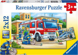 Ravensburger Puzzle dla dzieci - 07574 Policja i straż pożarna - Puzzle dla dzieci od 3 lat, zawierające 2X12 elementów Puzzle Naty Shop 07574 Policja i straż pożarna