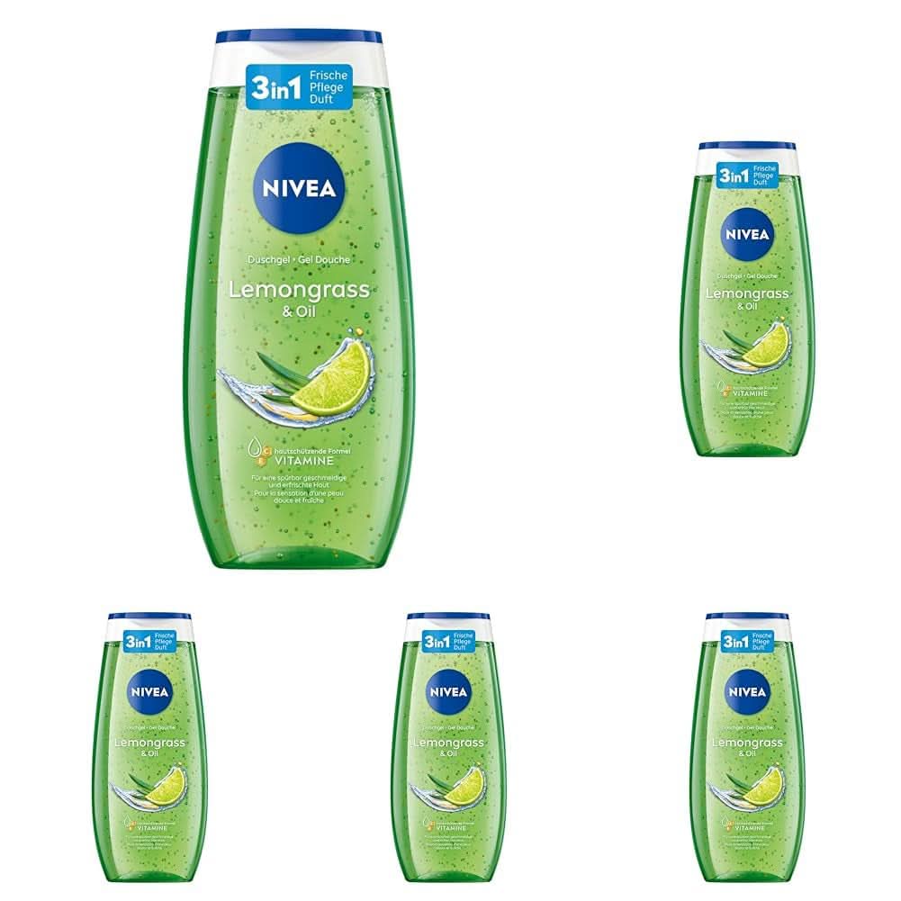 NIVEA Żel pod prysznic z trawą cytrynową i olejkiem, 250 ml Pod prysznic i do kąpieli Naty Shop 5 sztuk x 250 ml