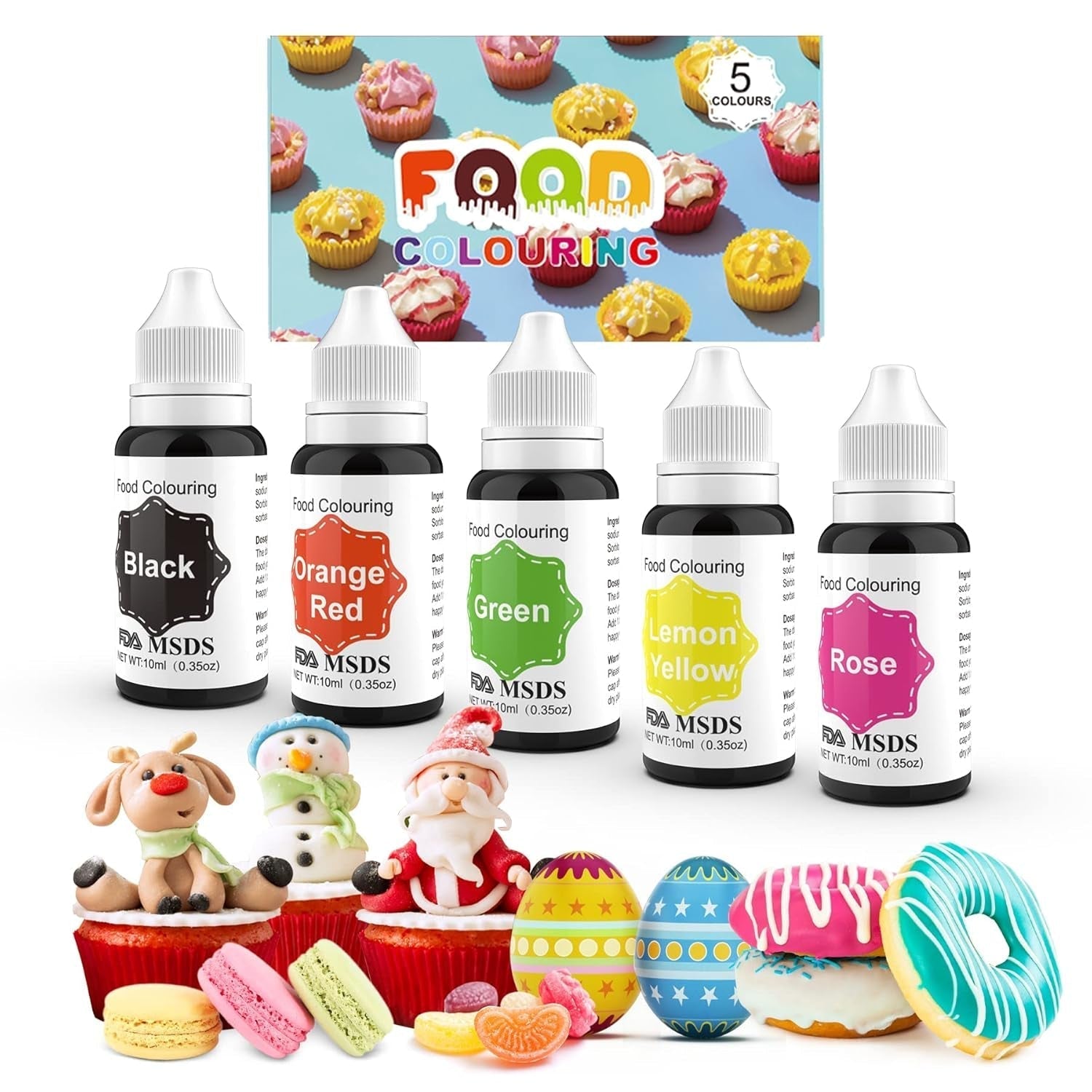 Barwnik spożywczy 9 ​​x 10 ml, barwnik spożywczy w płynie - zestaw barwników spożywczych do dekorowania ciast, makaroników, pączków, krówek, lukru, mydeł DIY, lodów, barwnika do mydła, barwnika do pistoletu natryskowego