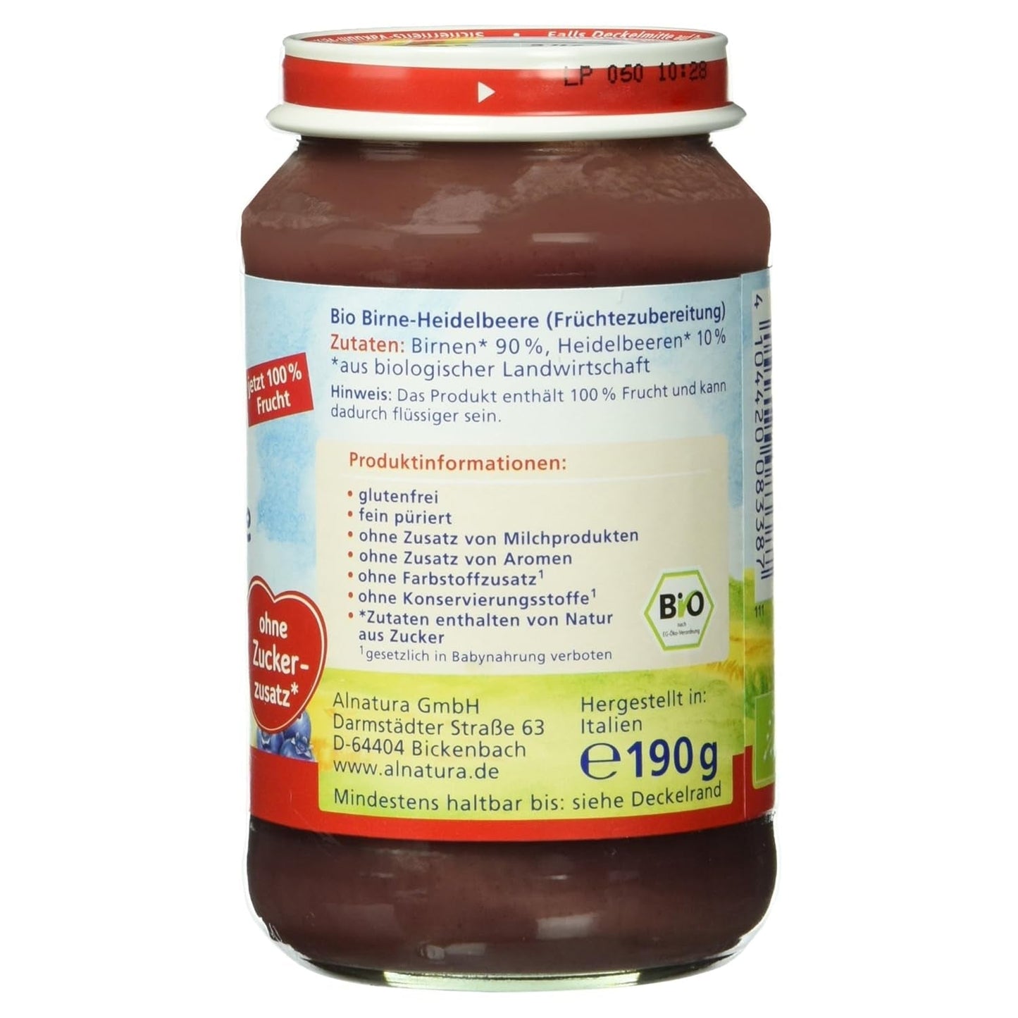 Ekologiczna gruszka z jagodami, po 4 miesiącu, 190g