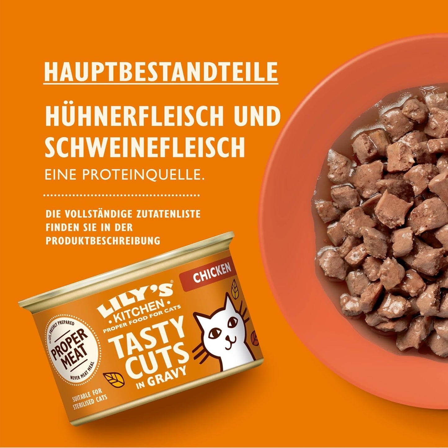 Lily's Kitchen, z naturalnych składników, pyszne kawałki w sosie z kurczaka, mokra karma dla dorosłych kotów, puszka 70g