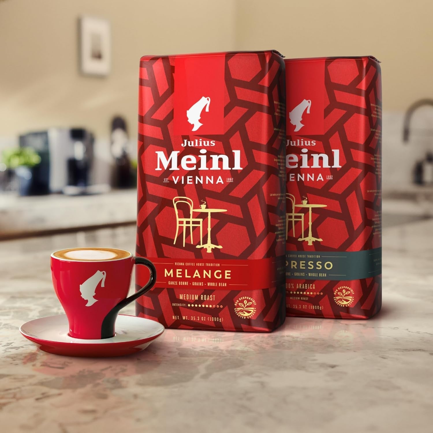 Wiedeński Melange - 500g pełnego ziarna | Klasyczna mieszanka kaw wiedeńskich | Aromatyczna kawa uzyskana w 100% z ziaren arabiki. Idealna do ekspresów w pełni automatycznych i ekspresów espresso