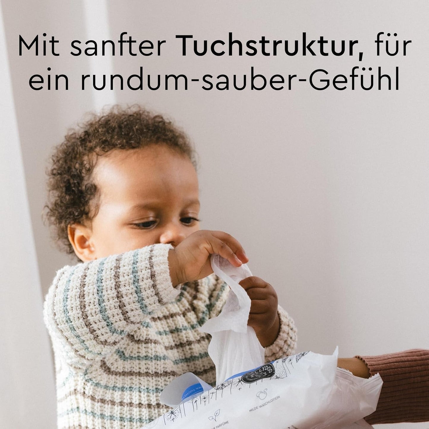 LILLYDOO Chusteczki nawilżane, 50 szt., 100% bez plastiku, bardzo duże, bezzapachowe