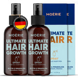 MOÉRIE Ultimate Mineralny spray na porost włosów dla dłuższych, grubszych i pełniejszych włosów - z biotyną i kofeiną - wegańskie produkty do włosów, bez parabenów, wszystkie rodzaje włosów, odwraca wypadanie włosów - dostawa na 2 miesiące Pielęgnacja włosów Naty Shop podwójny zestaw