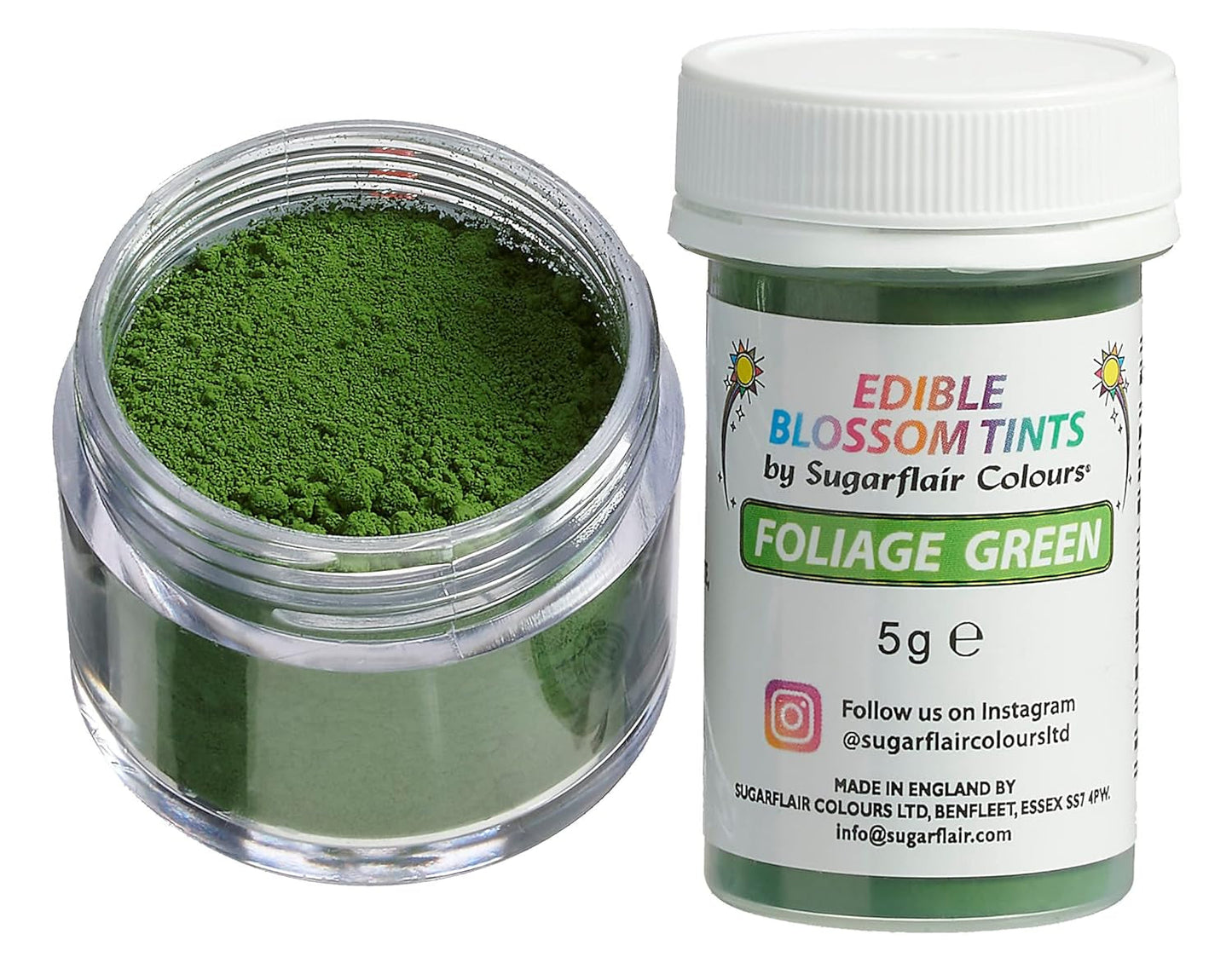 Sugarflair Blossom Tint Dust Leaf Green - Barwnik spożywczy w proszku do dekoracji ciast, fondantów, lukrów, czekolady, kremu maślanego, makaroników i nie tylko - 5G