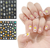 3D Nagelsticker Aurora 30 Blatt Gold Nail Art Naklejka Selbstklebend Nagelaufkleber Holografisches Stern Herz Dekoration Nageldesign Zubehör