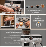 Ekspres ręczny Krups Precision z kolbą i młynkiem, ekspres barista z intuicyjnym panelem sterowania, ustawieniami wstępnego zaparzania, ekspres z dyszą parową, szybkie nagrzewanie, XP801T10