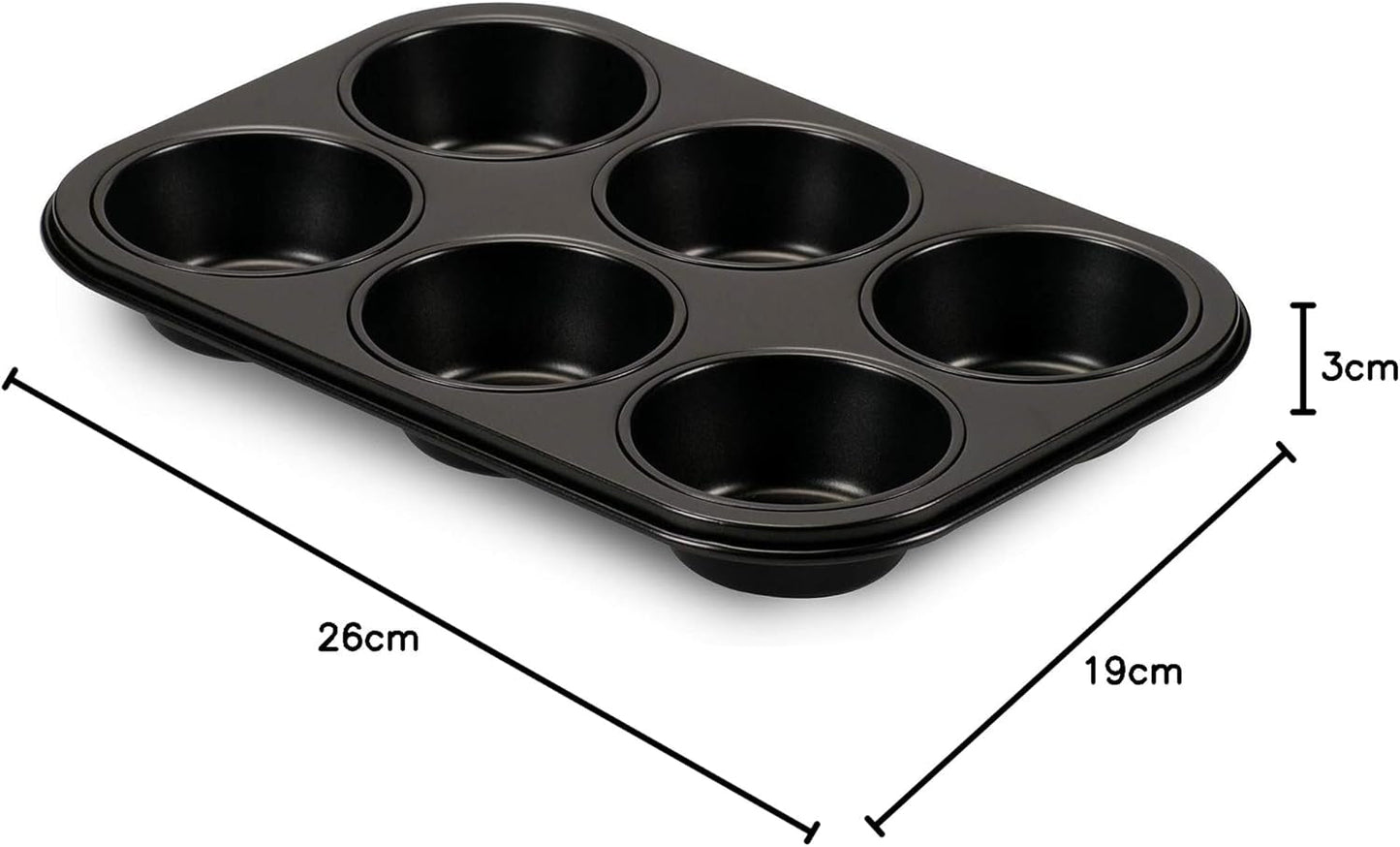 , Forma 6 muffinów 18,5x27cm, czarna Formy i blachy do pieczenia Naty Shop