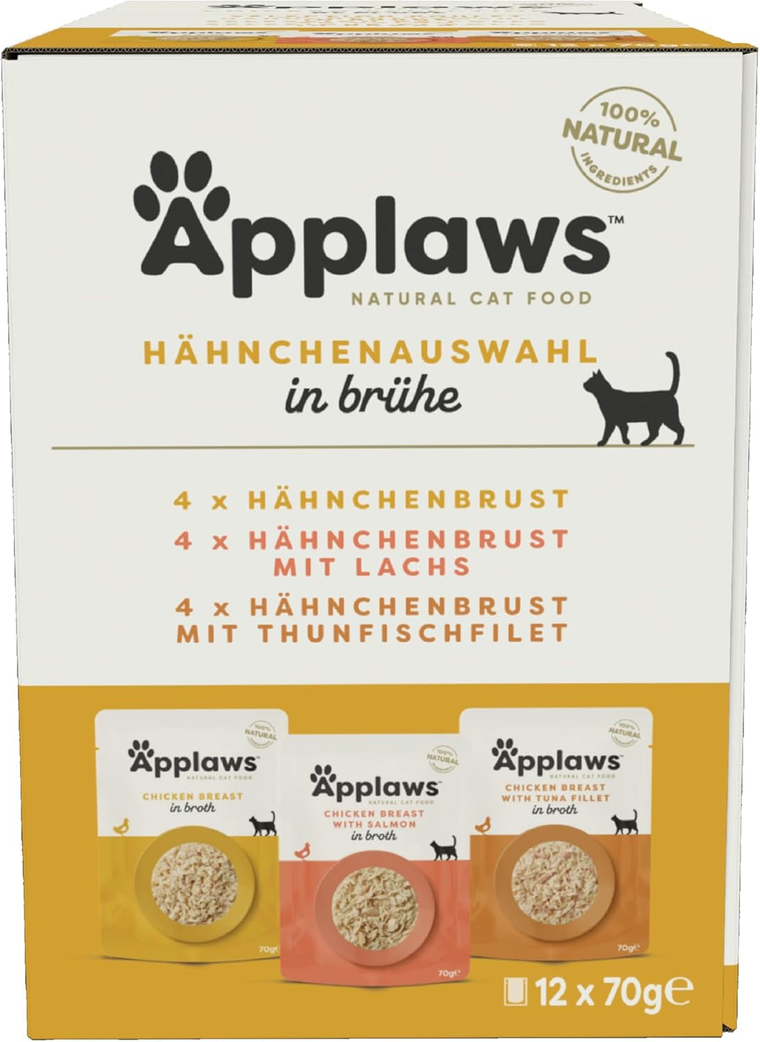 Applaws Naturalna mokra karma dla kotów w saszetkach Wielopak Rosół z kurczaka - 12 saszetek x 70g