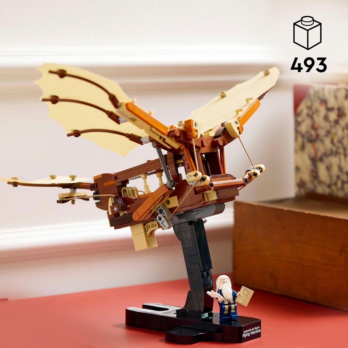 LEGO Icons Latająca maszyna Leonarda Da Vinci z trzepoczącymi skrzydłami - Zawiera minifigurkę i stojak - Zestaw do budowania dla dorosłych - Zestaw do dekoracji domu - Pomysł na prezent - 10363 Zestawy do budowania Besuche den LEGO-Store