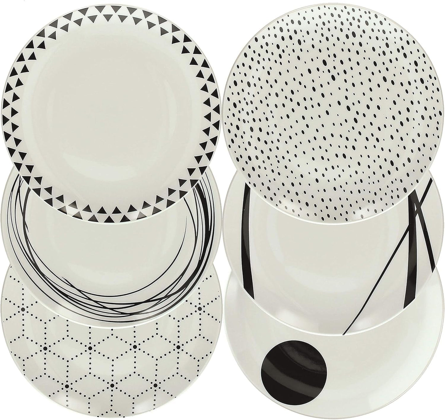 Graficzny serwis stołowy, 18 sztuk dla 6 osób, porcelana, kolor biały