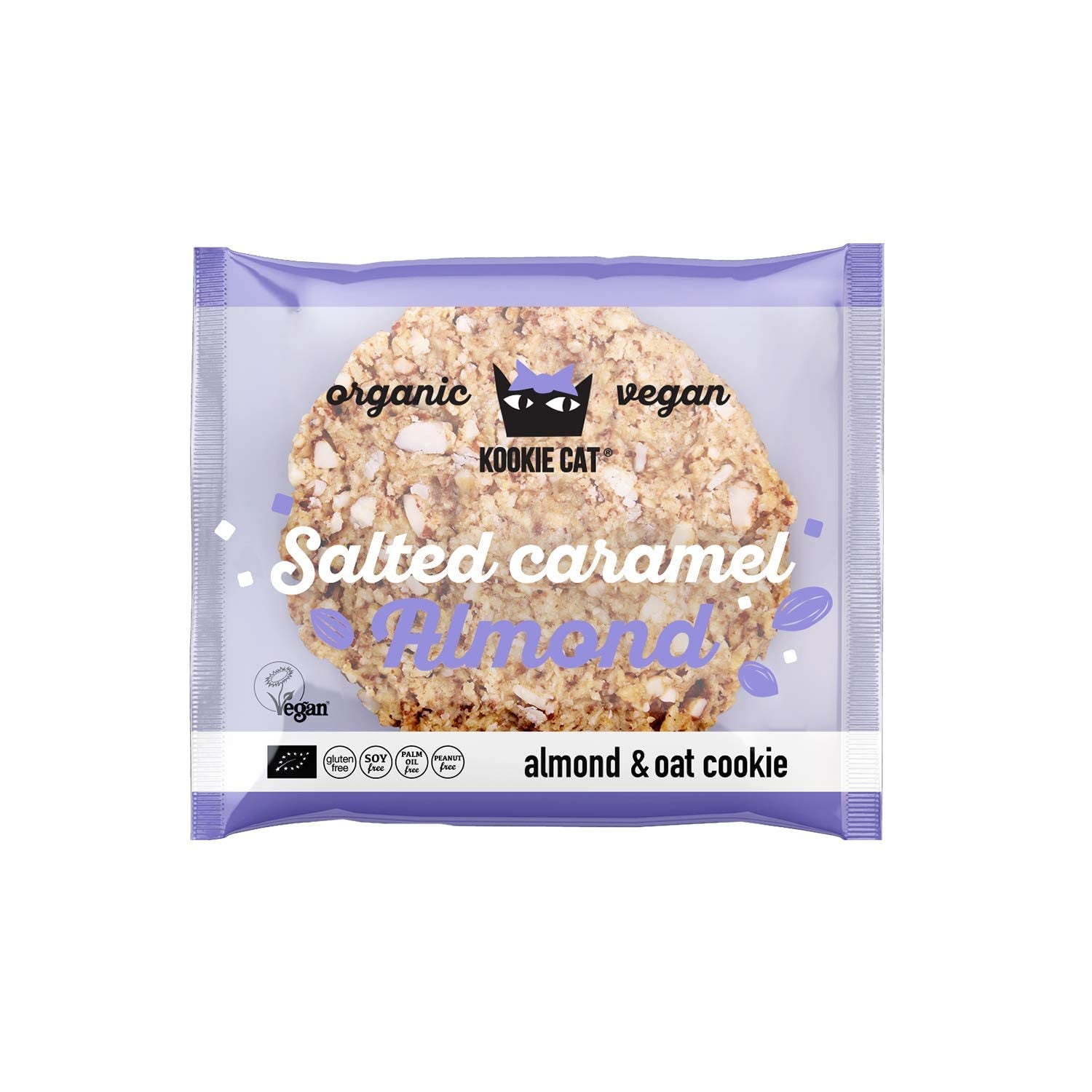 Wegańskie ciasteczka migdałowe ze słonym karmelem – pakowane pojedynczo, bezglutenowe, organiczne płatki owsiane migdałowe, bez soi – 12 x 50 g opakowanie zbiorcze (opakowanie 2 szt.)