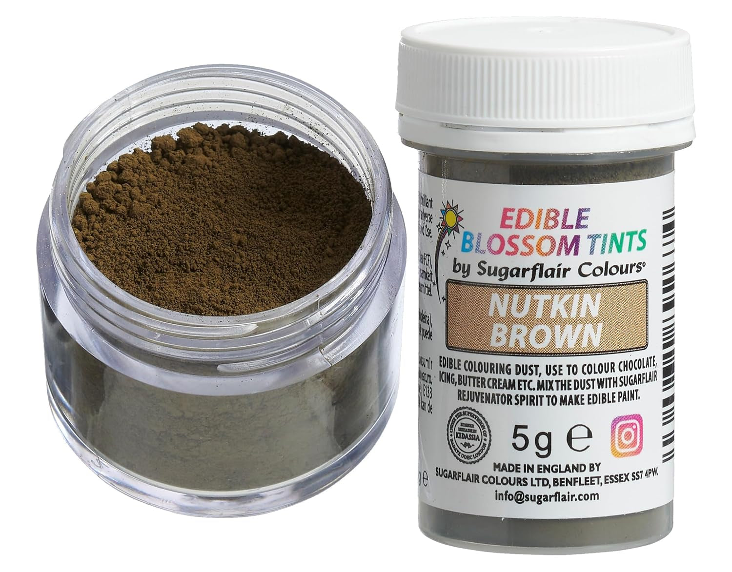 Sugarflair Blossom Tint Dust Nutkin Brown - Barwnik spożywczy w proszku do dekoracji ciast, fondantów, lukrów, czekolady, kremu maślanego, makaroników i nie tylko - 5g