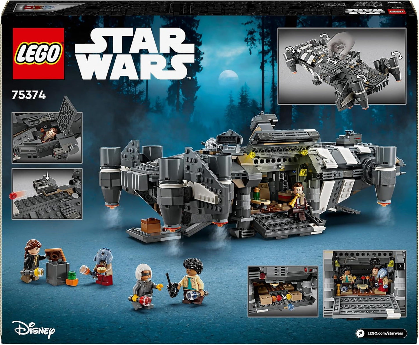 LEGO Star Wars: Skeleton Crew Onyx Cinder, zabawka ze statkiem kosmicznym do zbudowania i kolekcjonerska dla chłopców i dziewcząt z 5 postaciami, pomysł na prezent dla fanów od 10 lat 75374 Zestawy do budowania Besuche den LEGO-Store