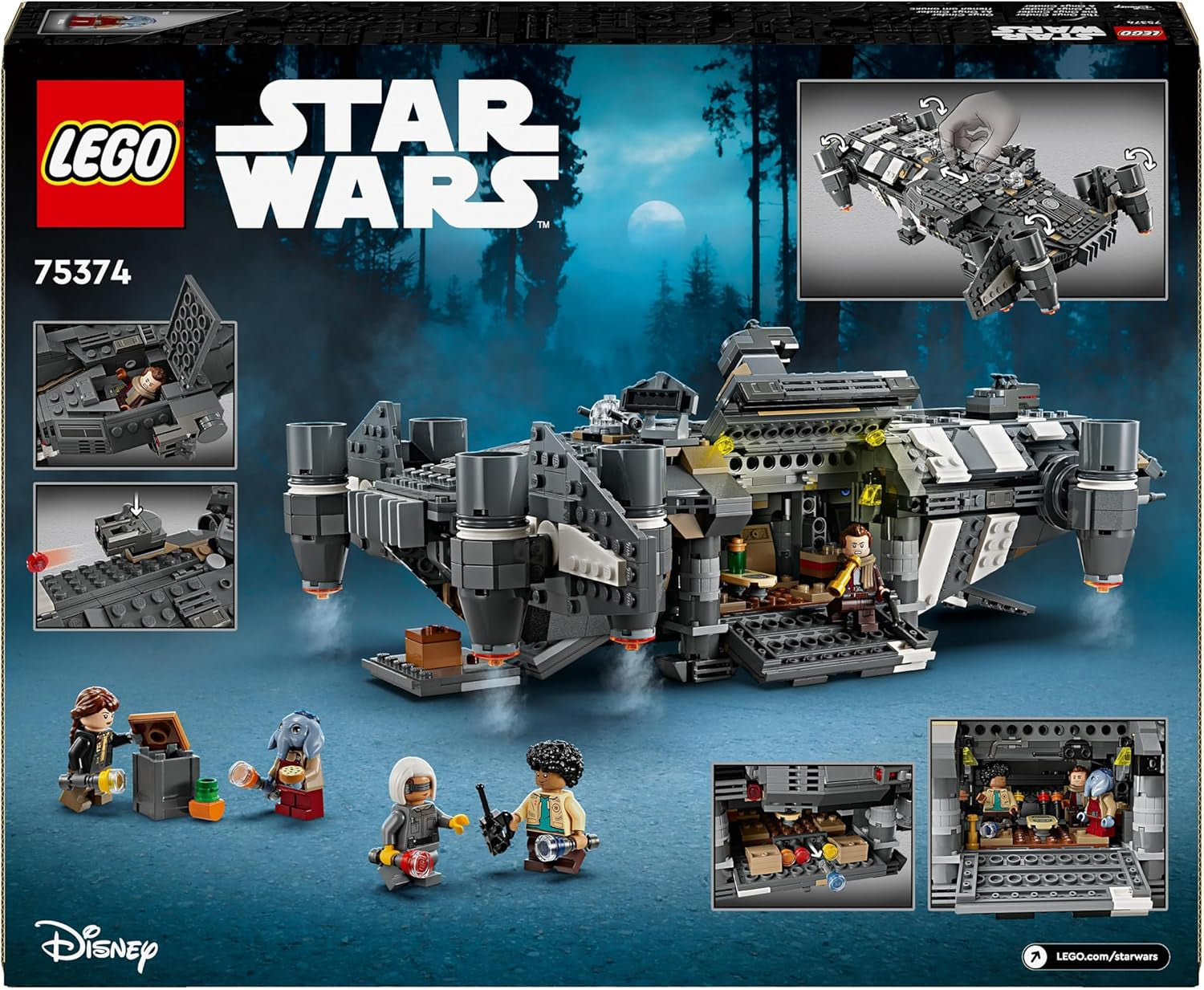 LEGO Star Wars: Skeleton Crew Onyx Cinder, zabawka ze statkiem kosmicznym do zbudowania i kolekcjonerska dla chłopców i dziewcząt z 5 postaciami, pomysł na prezent dla fanów od 10 lat 75374 Zestawy do budowania Besuche den LEGO-Store