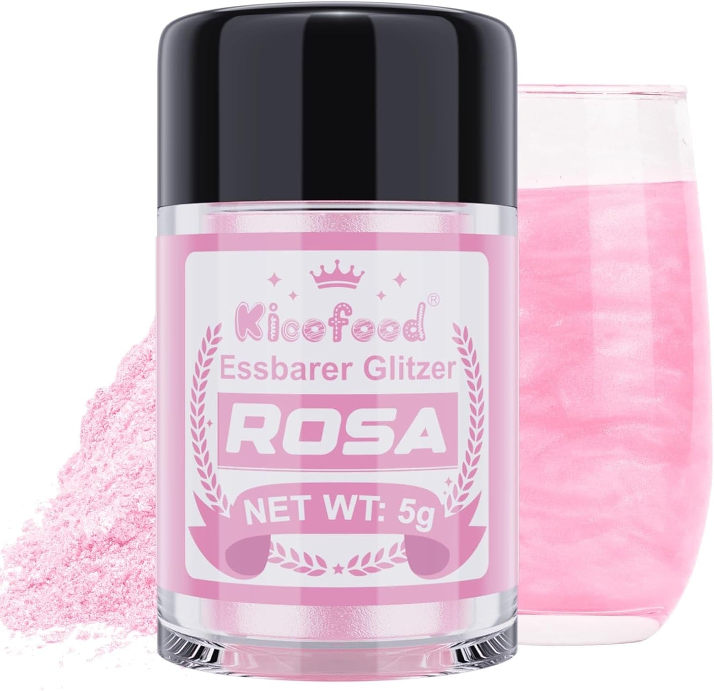 Kicofood, brokat jadalny, 5 gramów, różne kolory Glitter Naty Shop Pink