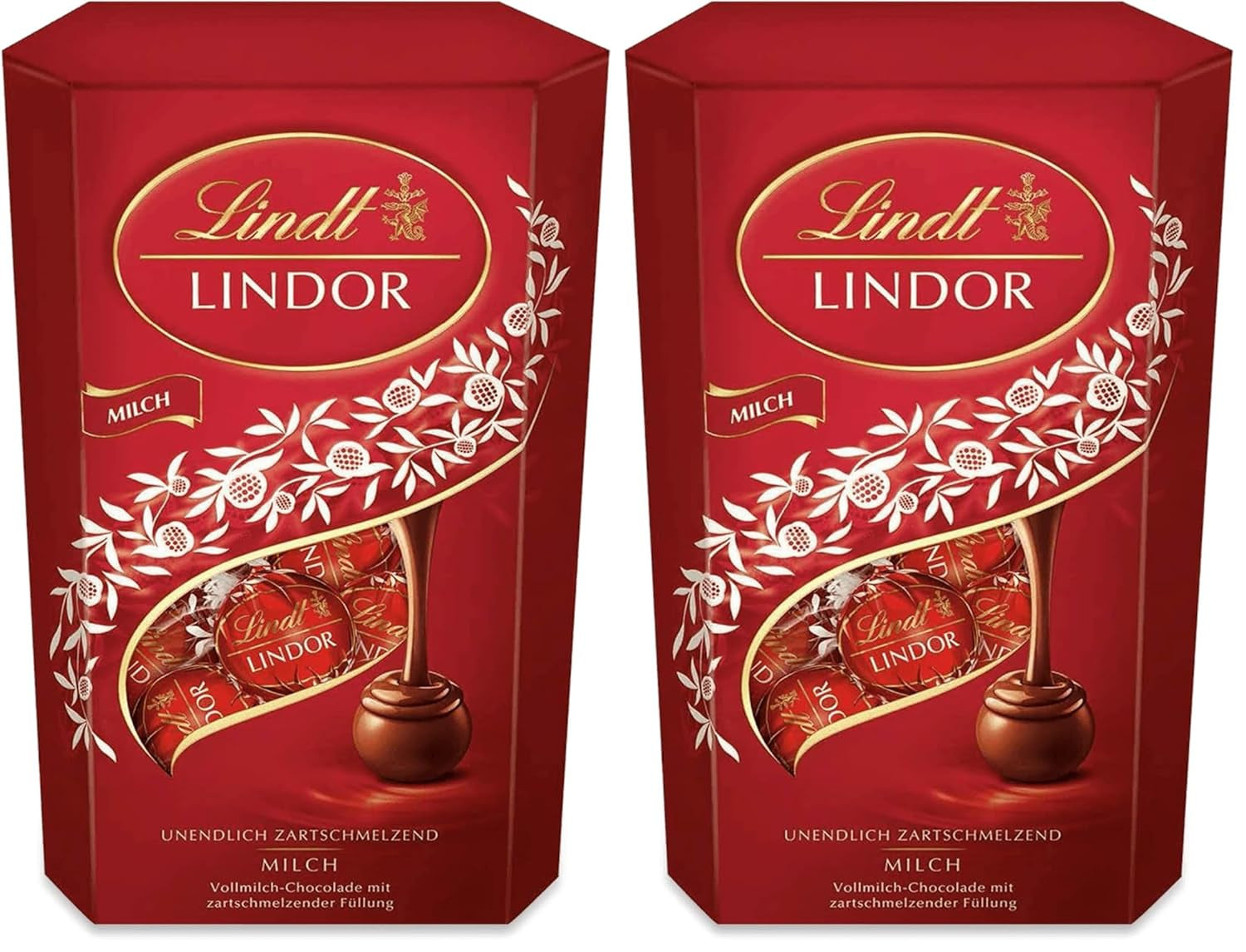Czekolada Lindta | Rożek z mlecznej czekolady LINDOR | 500g | 38 Kulek z mlecznej czekolady z nadzieniem rozpływającym się w ustach | Czekoladowy prezent