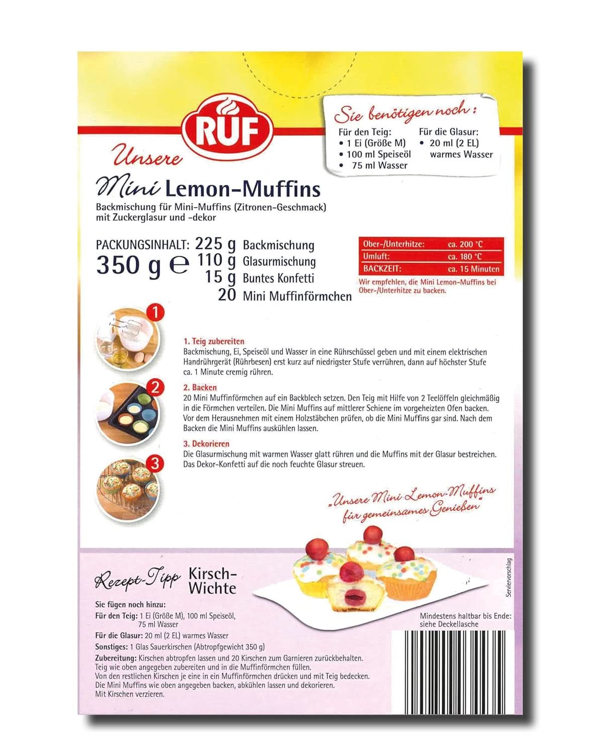 RUF Mini muffinki z cytryną, mieszanka do pieczenia o smaku cytrynowym, 350 gram Kitchen Naty Shop