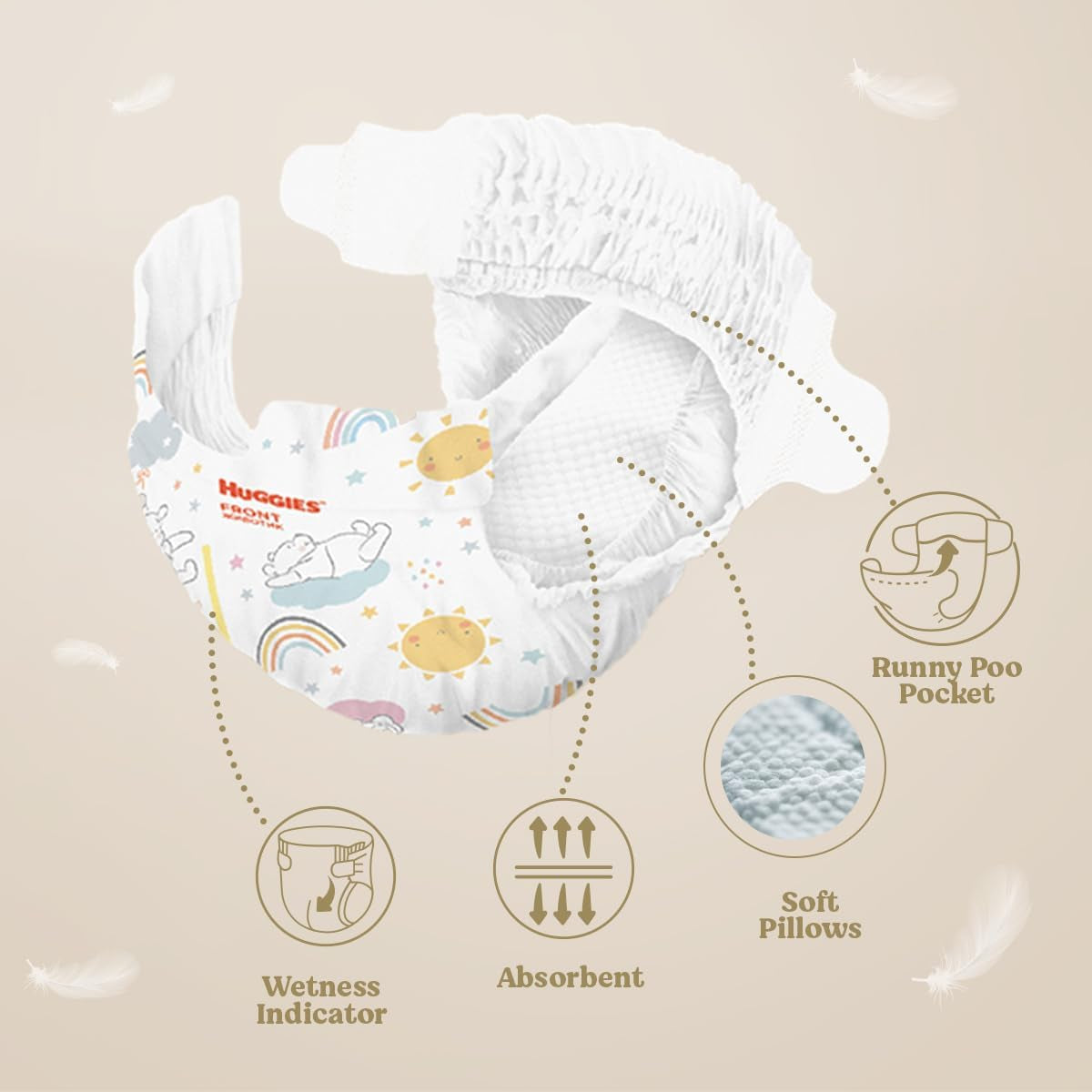 Pieluchy dziecięce Huggies Extra Care, rozmiar 2 (3-6 kg), superchłonne, Disney Design, opakowanie zbiorcze, 160