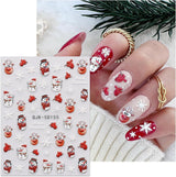 JMEOWIO 3D Nagelsticker Weihnachten Nail Art Naklejka Selbstklebend Nagelaufkleber 5D Stereoskopisch Schneeflocke Xmas Winterurlaub Niedlich Dekoration Nageldesign Zubehör 4 Blatt