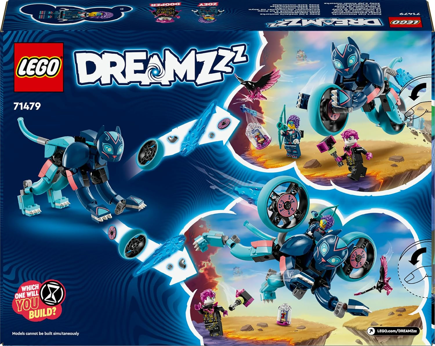 LEGO Dreamzzz Motocykl z kotem Zoey 2 w 1 prezent dla dzieci w wieku powyżej 7 lat Model zwierzęcia Zabawka z klocków konstrukcyjnych Motocykl Zestaw do zabawy fantasy dla chłopców i dziewcząt 71479 Zestawy do budowania Beuche den LEGO-Store