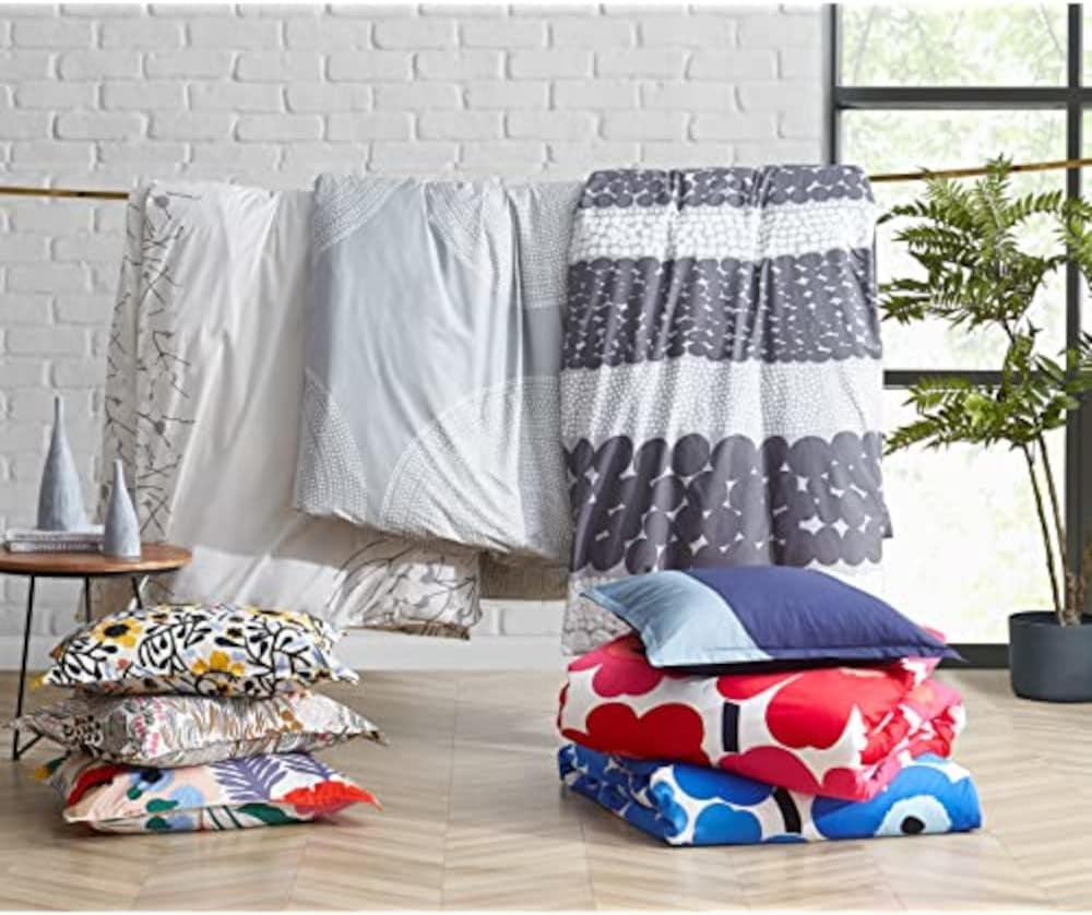 Zestaw pościeli MARIMEKKO Queen, pościel z bawełny perkalowej z pasującymi poszewkami na poduszki, całoroczny wystrój domu (Pieni Letto, wielokolorowy, łóżko typu queen-size) Naty Shop Kołdry i kołdry