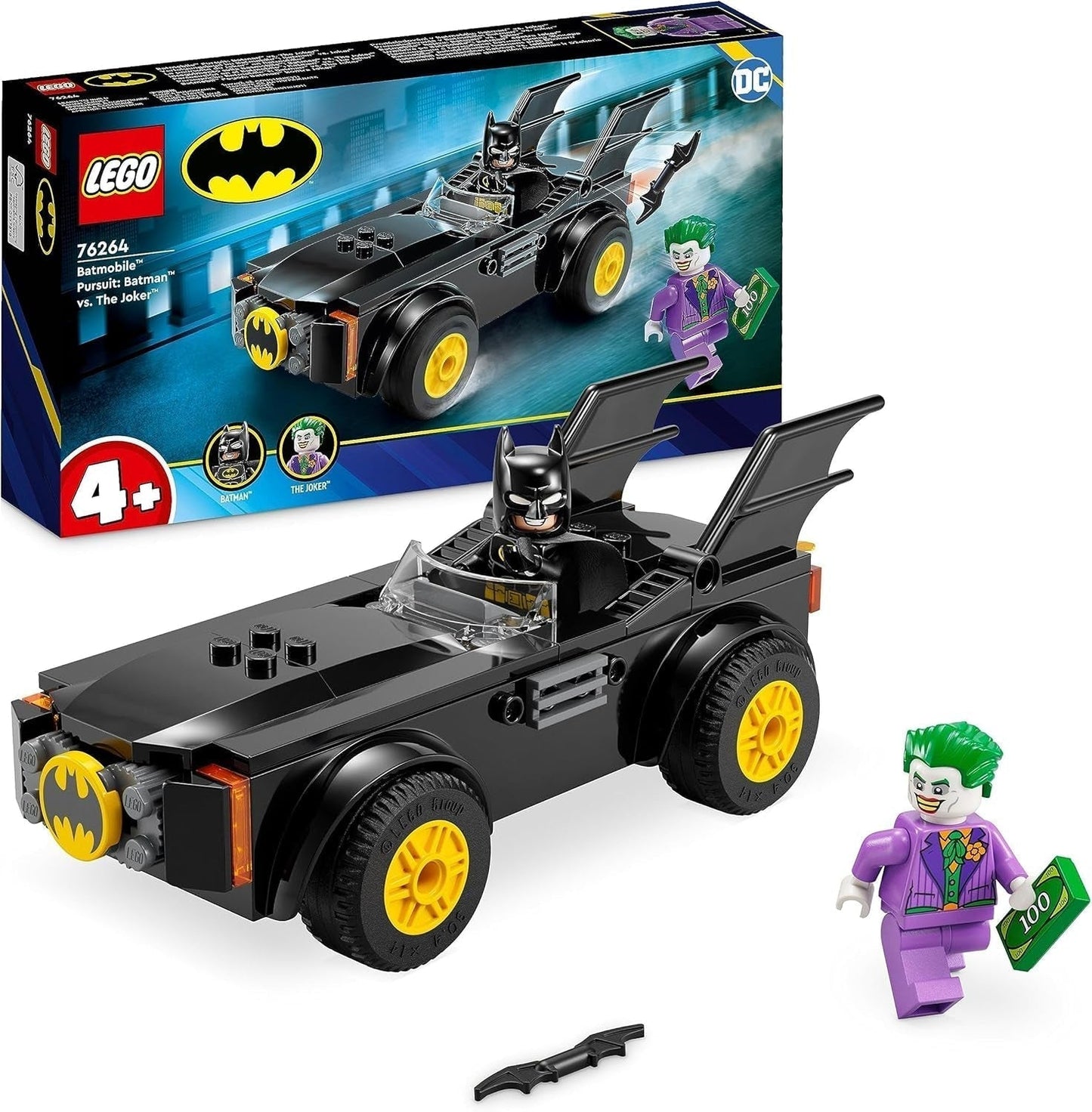 LEGO 76264 Pościg DC w Batmobilu: Batman kontra Batman Zestaw samochodzików Joker, zestaw startowy superbohaterów z 2 minifigurkami, zabawka dla przedszkolaków, chłopców i dziewcząt w wieku 4+, zestawy do szybkiego montażu w sklepie LEGO-Store Single
