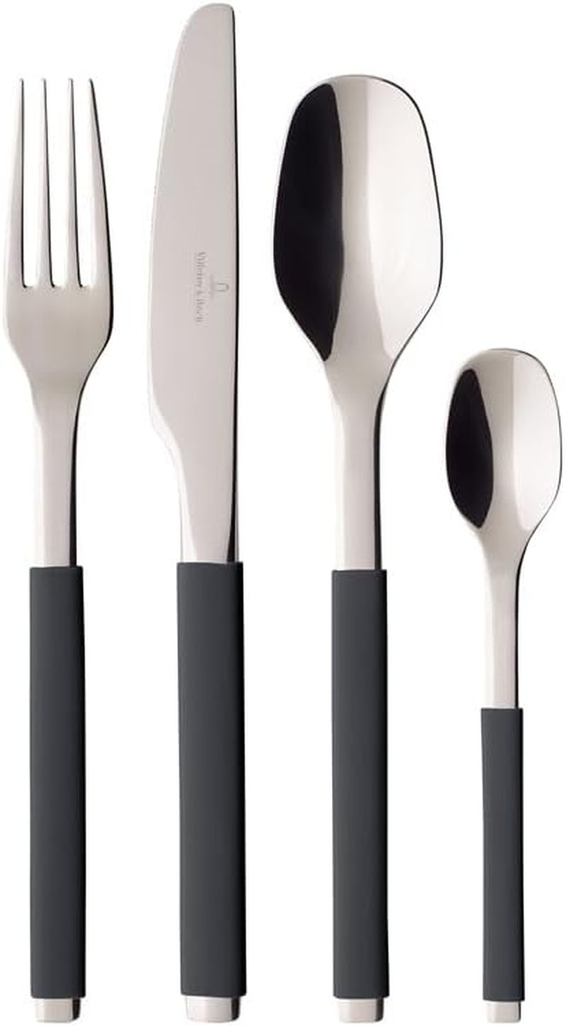 Villeroy And Boch S+ Cozy Grey Zastawa stołowa dla maksymalnie 6 osób, 24 sztuki, stal nierdzewna, uchwyt pokryty szarym silikonem Kitchen Naty Shop