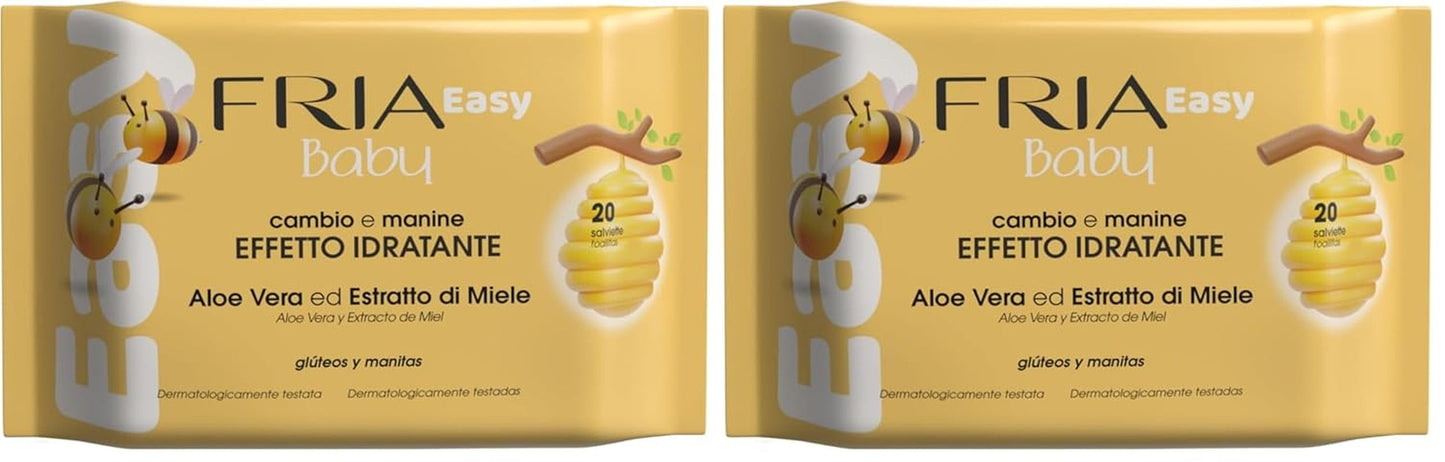 Chusteczki nawilżane Easy Baby z ekstraktem z aloesu i miodu nawilżające skórę, testowane dermatologicznie, opakowanie 20 szt. chusteczek