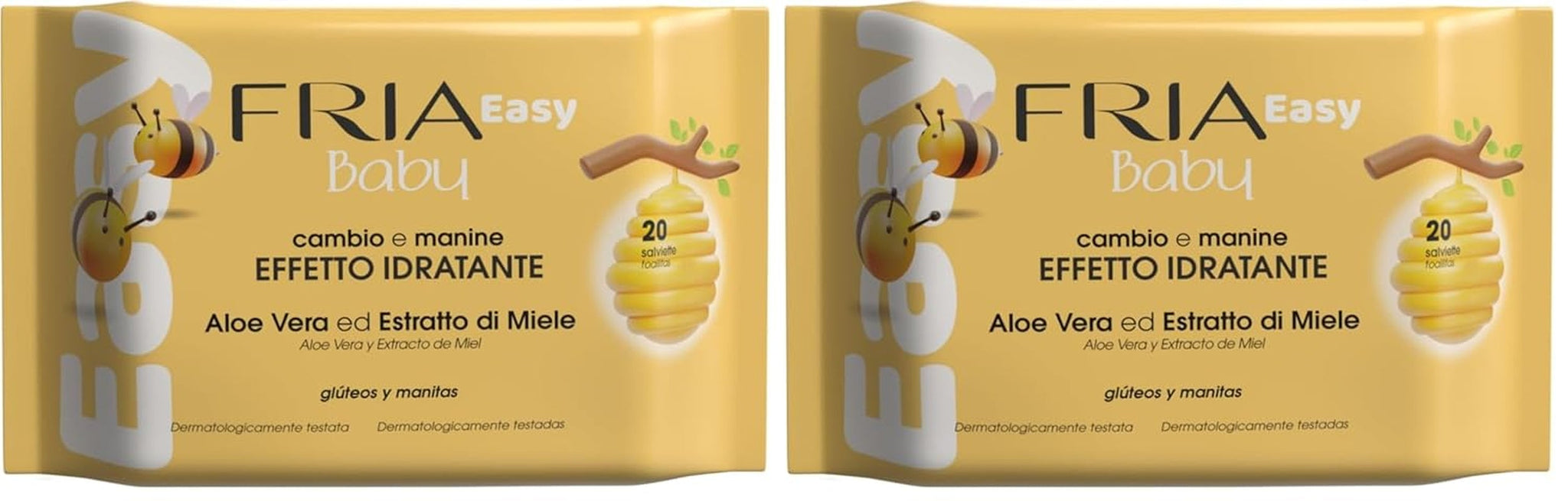 Chusteczki nawilżane Easy Baby z ekstraktem z aloesu i miodu nawilżające skórę, testowane dermatologicznie, opakowanie 20 szt. chusteczek