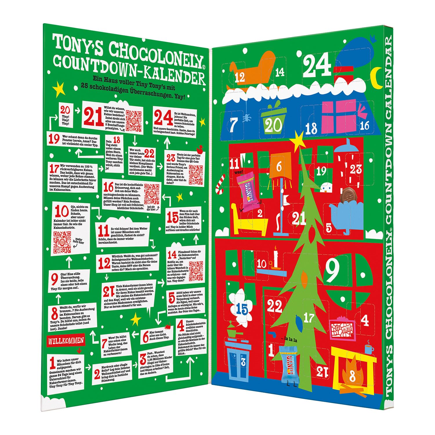Kalendarz adwentowy z belgijską czekoladą Tony's Chocolonely Fairtrade - 24 dni, 10 pysznych odmian