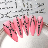 2 szt. 5D wytłoczony gotycki punk Nagelsticker, naklejka Nagel Selbstklebend Kreuz Und X-Form Halloween Nagelaufkleber, Nageldesign Zubehör Für Damen Nail Art