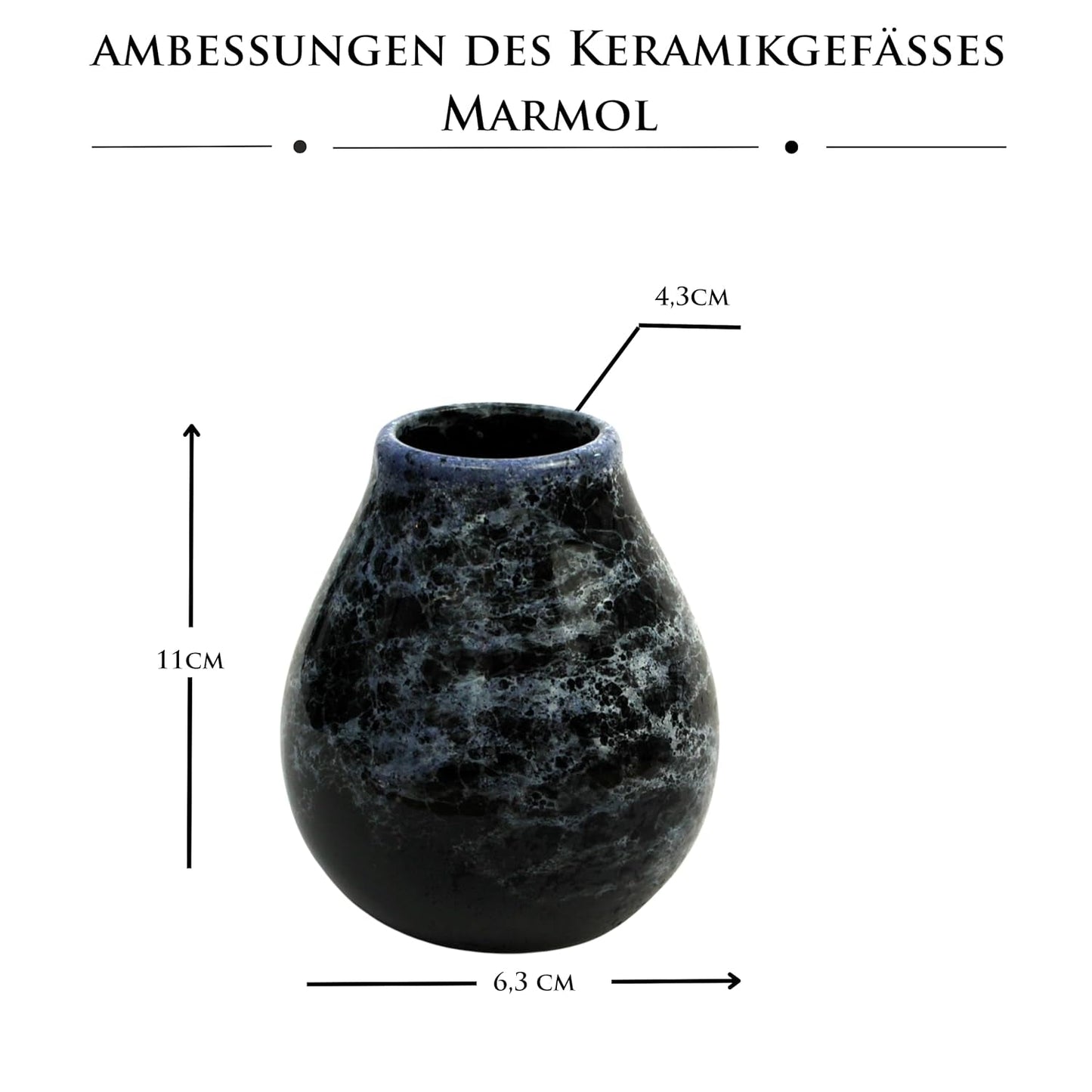 Zestaw do herbaty Yerba Mate dla 2 osób – Mas Energia Guarana 400 g – Kubek ceramiczny Marmol Blue 350 ml – Bombilla ze stali nierdzewnej 19 cm – Herbata sypka 2 x 200 g