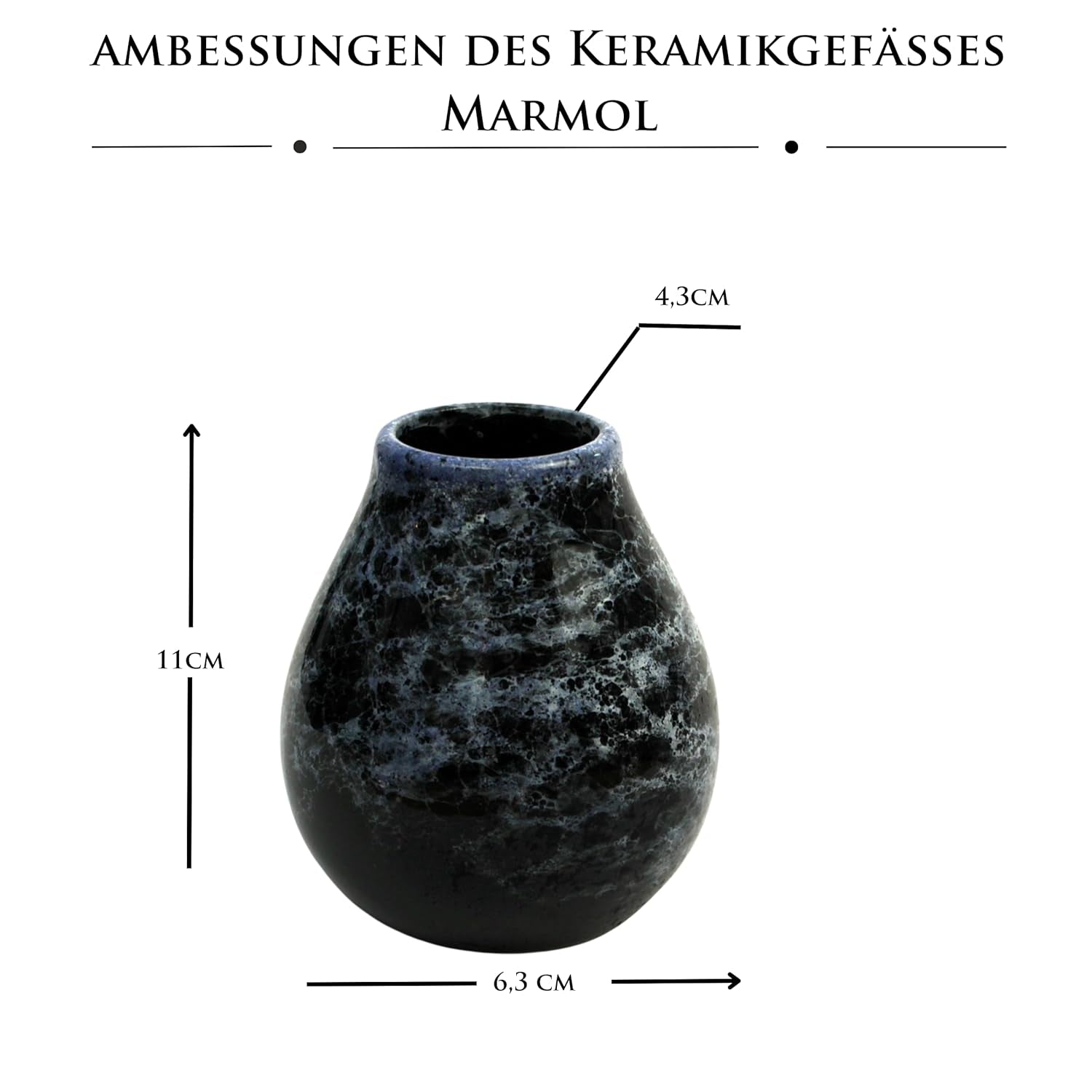 Zestaw do herbaty Yerba Mate dla 2 osób – Mas Energia Guarana 400 g – Kubek ceramiczny Marmol Blue 350 ml – Bombilla ze stali nierdzewnej 19 cm – Herbata sypka 2 x 200 g