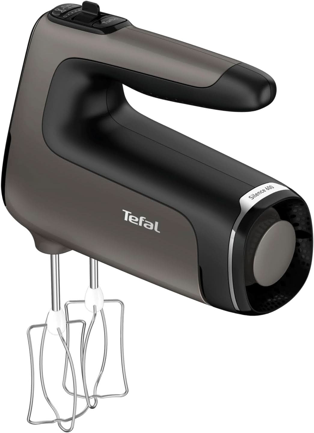 Mikser ręczny Tefal HT650E Power Mix Silence | 600 W | Sterownik zmiennej prędkości | Funkcja Turbo-Und Auswurf | Silnik do ekstremalnej rekreacji | Zawiera 2 Rührbesen i 2 Knethaken | Sklep z pszenicą Kitchen Naty