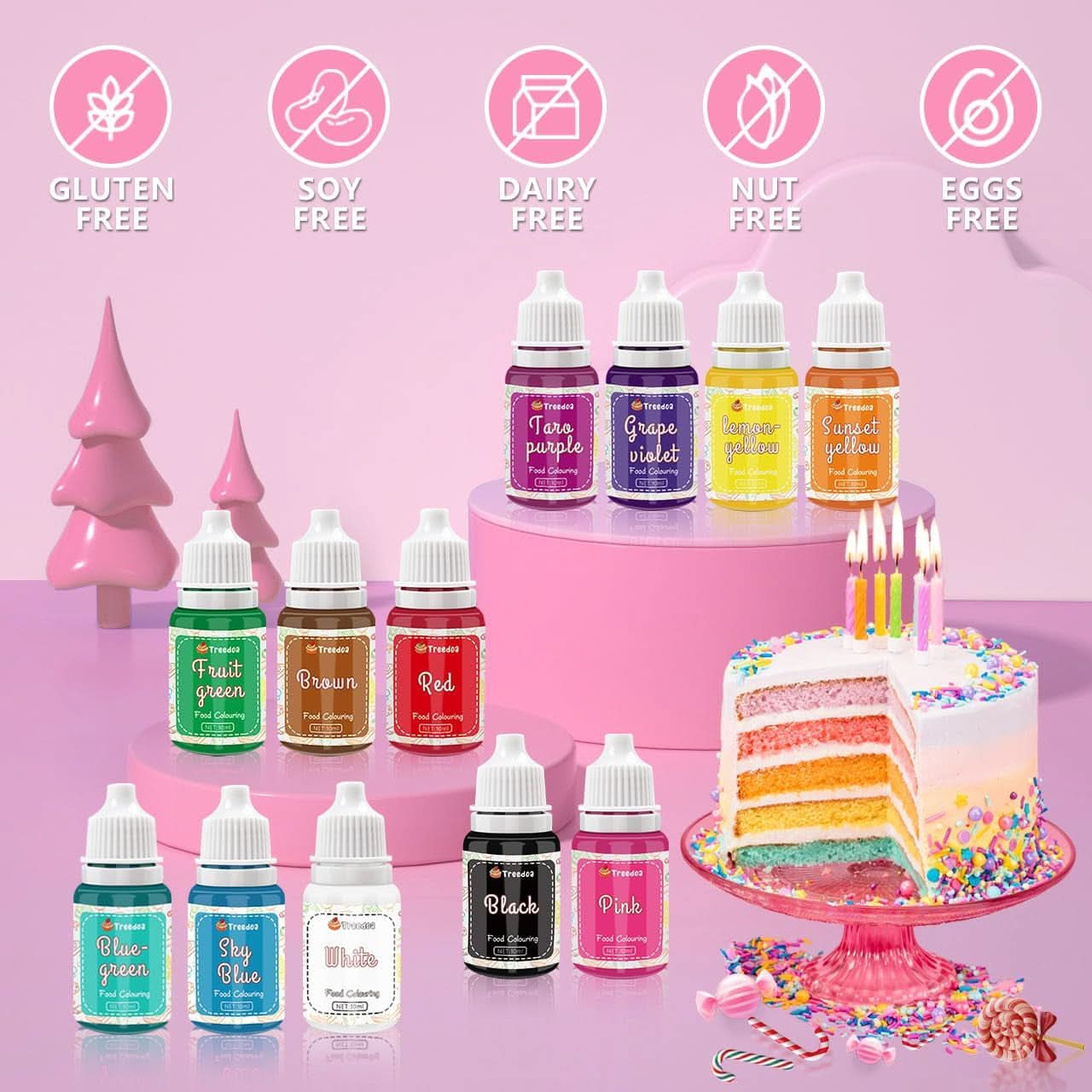 Zestaw 12 barwników spożywczych w płynie, 10 ml Naty Shop