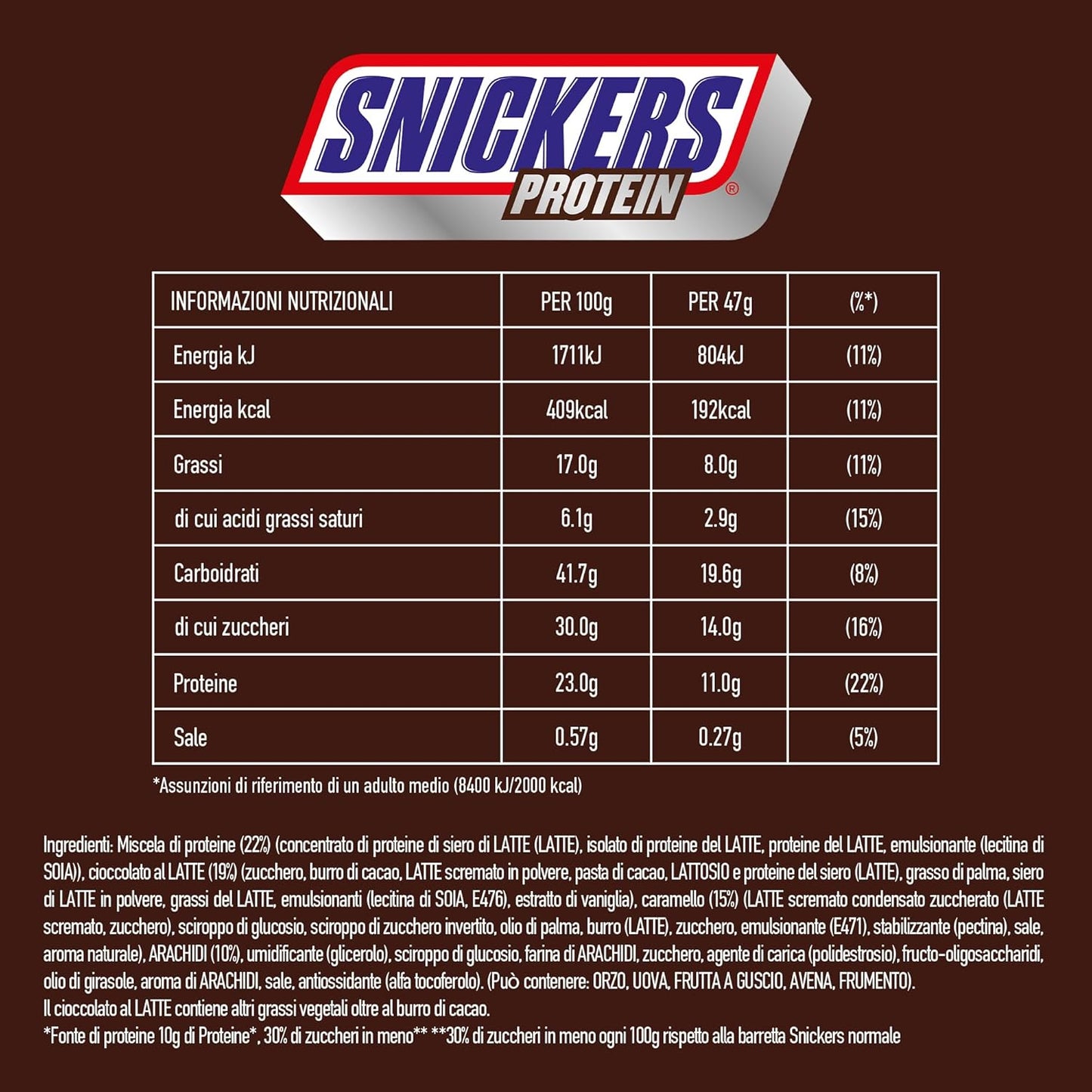 Snickers Batony Proteinowe Z Czekoladą - Bogaty Smak Z Karmelem Orzechów Laskowych I Nugatem, Opakowanie zbiorcze 18x47g
