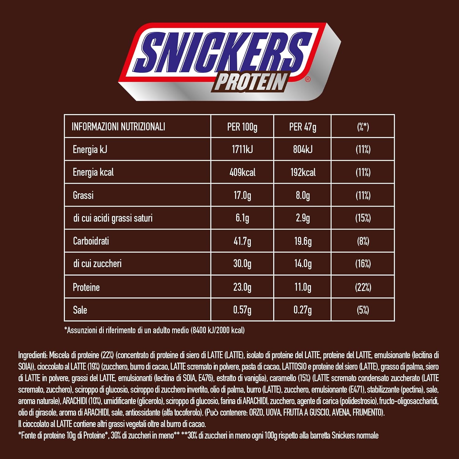 Snickers Batony Proteinowe Z Czekoladą - Bogaty Smak Z Karmelem Orzechów Laskowych I Nugatem, Opakowanie zbiorcze 18x47g