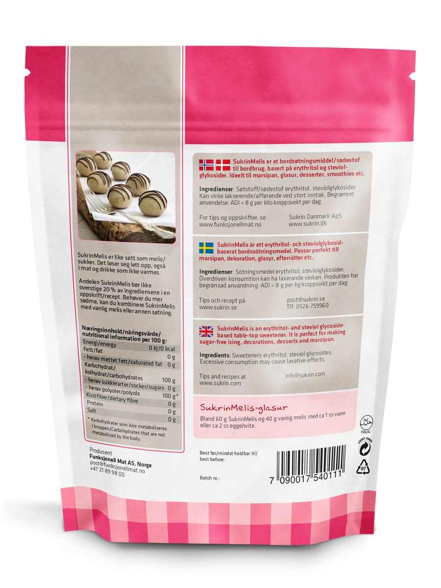 Sukrin Melis Zuckerersatz, Die Natürliche Alternative Zu Puderzucker Ohne Kalorien, 1Er Pack (1 X 400 G) Słodziki Naty Shop