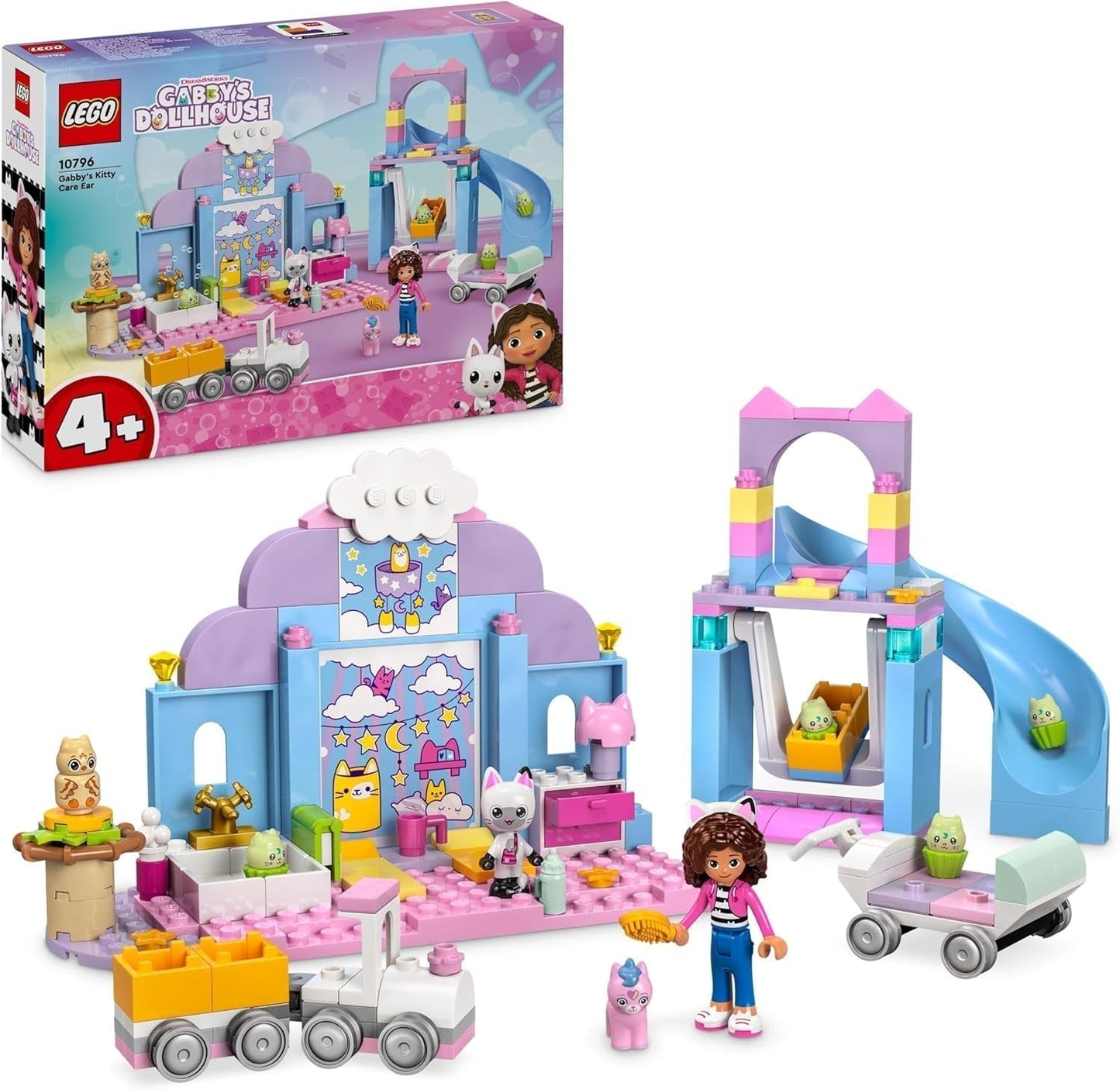 LEGO 4+ Domek dla lalek Gabby Małe kocie uszy Gabby Udawaj zwierzę Zestaw zabawek dla dzieci ze zjeżdżalnią i figurkami Prezent dla dziewcząt i chłopców Kreatywna zabawka 10796 Zestawy do budowania Beuche den LEGO-Store Default Title