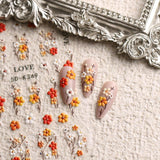 JMEOWIO 3D Nagelsticker Blumen Nail Art Naklejka Selbstklebend Nagelaufkleber 5D Stereoskopisch Herbst Blumen Dekoration Nageldesign Zubehör 4 Blatt
