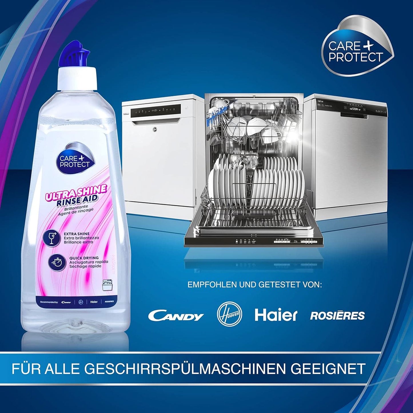 CARE + PROTECT- Uniwersalny nabłyszczacz do zmywarek Extra Shine / Do wszystkich zmywarek / Szybkoschnący / 500 ml Detergenty kuchenne Naty Shop