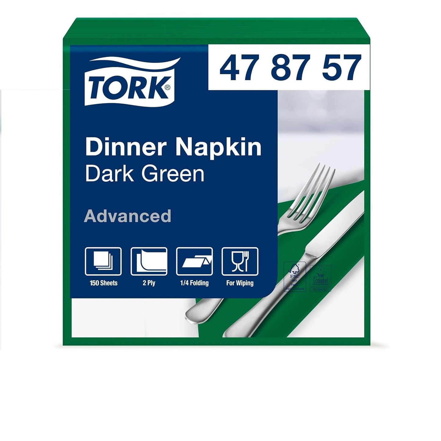 Tork Linstyle 509542 Czarne serwetki koktajlowe, składane w 1/4, 1 warstwa, 23,8 x 23,8 cm, 1 x 100 serwetek